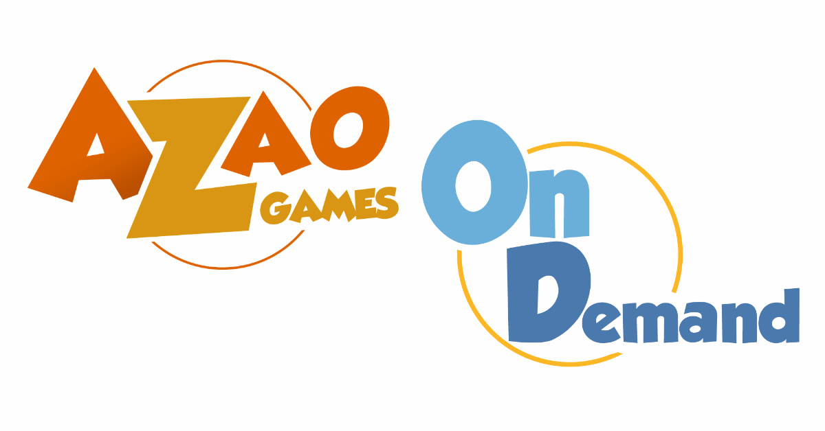 The logo of the compay Azao Games (https://azaogames.com) and their "On Demand" logo